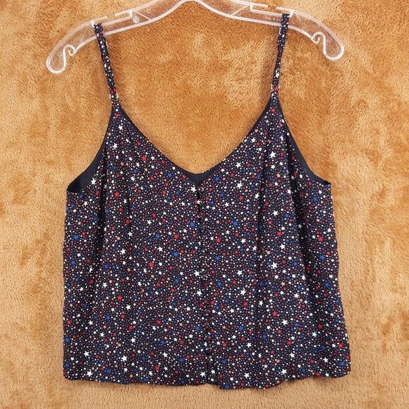 MADEWELL Top Womens Size 4 Black Crop Tank Flowy Star Sky Galaxy - Picture 1 of 8